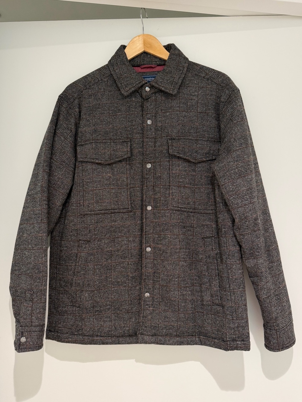 Vineyard Vines Men's Gray Plaid Shirt Jacket